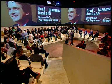 Prof. Tommaso Gastaldi, guest commentator on the Italian prime-time television show Anno Zero, hosted by Michele Santoro.